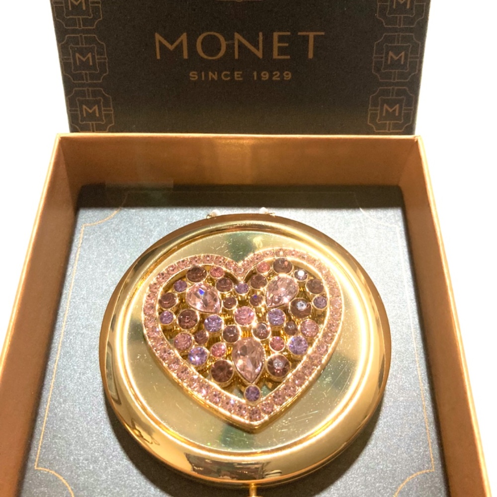 NIB Monet Rhinestone Compact Mirror